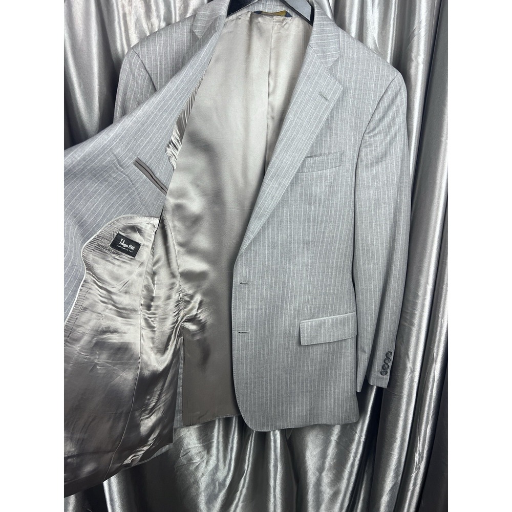 Brooks Brothers Regent Fit 41L Men's Coat Jacket Gray Stripe Tollegno 1900 Italy - Picture 15 of 16